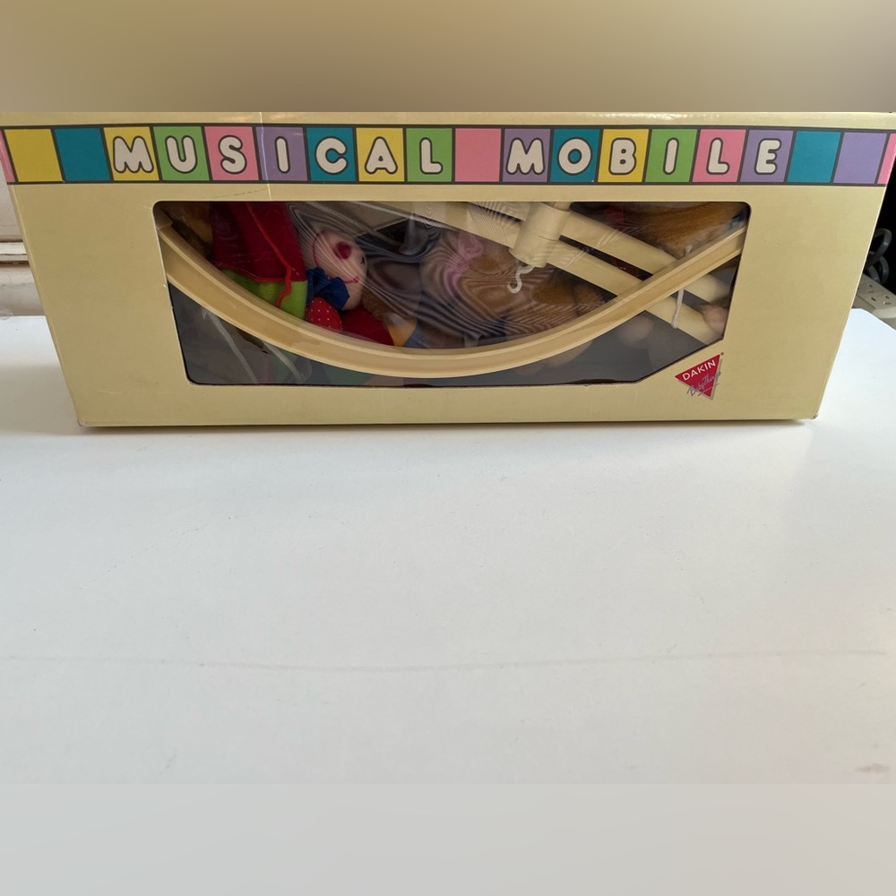 Vintage 1985 Dakin crib Mobile circus themed animals colorful nursery clown